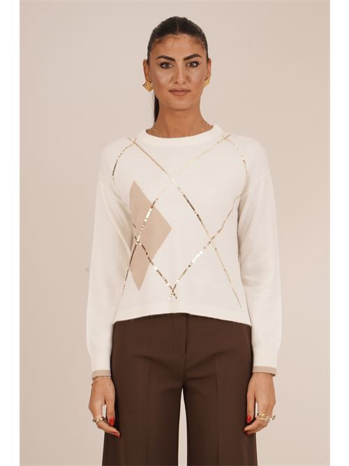 Maglia con dettagli in paillettes Luckylu Milano | MA26ANWHITE